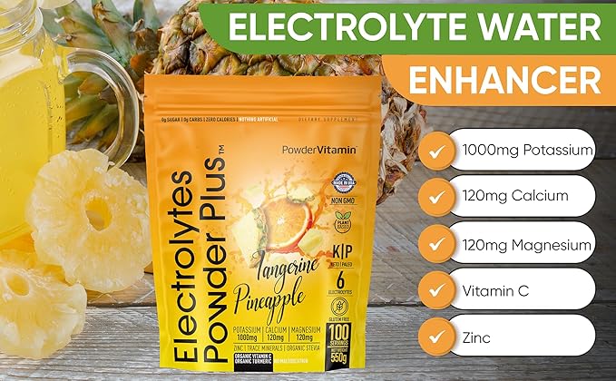 Electrolytes Powder Plus (100 Servings) Tangerine Pineapple Electrolyte Powder Zero Calorie Keto,0Sugar, No Maltodextrin,1000mg Potassium,120mg Calcium,120mg Magnesium, Hydration Powder