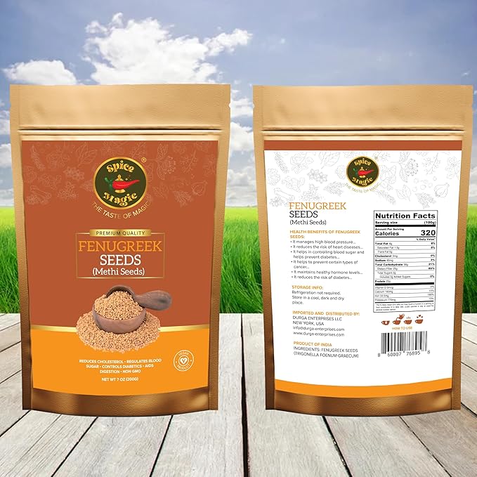 Spice Magic Fenugreek Seeds I Methi | Spice Whole 7oz (200g) ~ 100% Natural, Aromatic & Natural I Non-GMO I Indian Origin