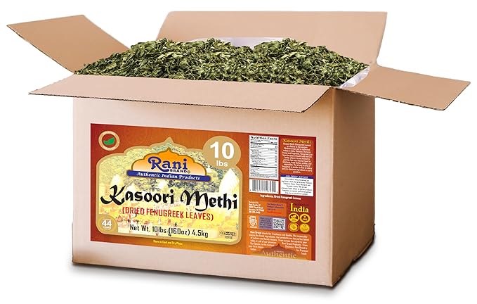 Rani Fenugreek Leaves Dried (Kasoori Methi) 160oz (10lbs) 4.54kg Bulk Box ~ All Natural | Vegan | Gluten Friendly | NON-GMO | Kosher | Indian Origin