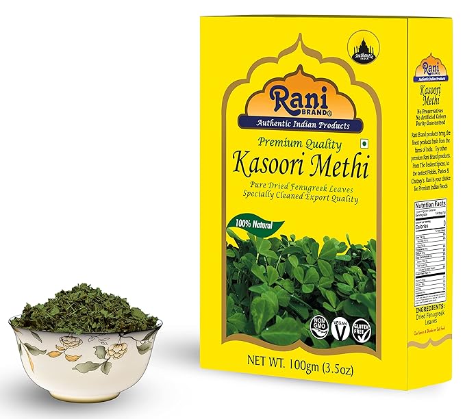 Rani Fenugreek Leaves Dried (Kasoori Methi) 3.5oz (100g) ~ All Natural | Vegan | Gluten Friendly | NON-GMO | Indian Origin