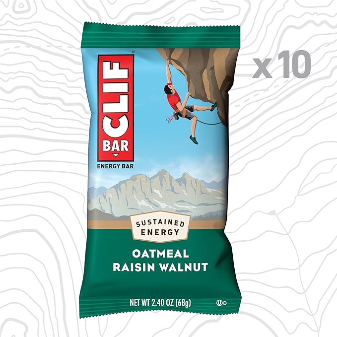 CLIF BAR - Oatmeal Raisin Walnut - Made with Organic Oats - Energy Bars - Non-GMO - Plant Based Protein Bars (10 Pack)