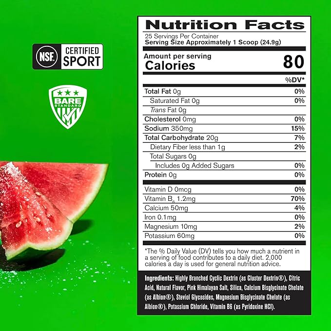BARE PERFORMANCE NUTRITION, BPN G.1.M Go One More Sport, Endurance Training Fuel, Superior Carbohydrate & Electrolytes Powder Formula, Reduce Fatigue, Salted Watermelon, 25 Servings