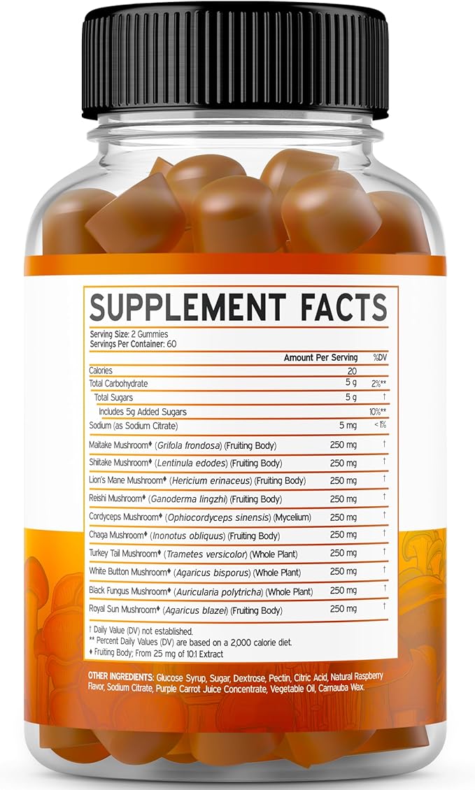 Mushroom 10 in 1 Blend (120 Gummies) Focus & Brain Mushroom Supplement and Green Tea Fat Burner Weight Loss (60 Count) Appetite Suppressant Weight Loss Supplement for Men & Women - Vegan & Made in USA