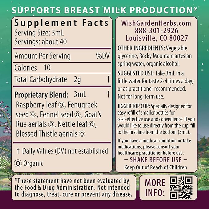 WishGarden Herbs Milk Rich with Goats Rue and Fenugreek - Herbal Lactation Support Supplement, Breast Milk Supply Boost and Breastfeeding Supplement to Increase Milk Flow Quality and Production, 4oz