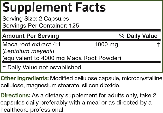 Bronson Maca Root Extra Lepidium Meyenii, Non-GMO, 250 Vegetarian Capsules