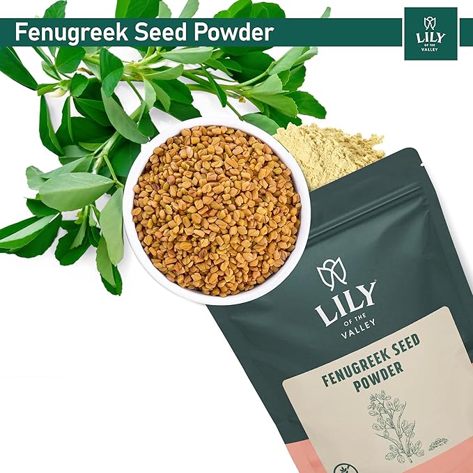 Lily of the Valley Fenugreek Seed Powder - 100% Raw Methi Seeds Ground - Ideal for Cooking & Meat Seasoning - Trigonella Foenum Graecum - Gluten Free - Packed in Resealable Ziplock Pouch (8oz, 226g)