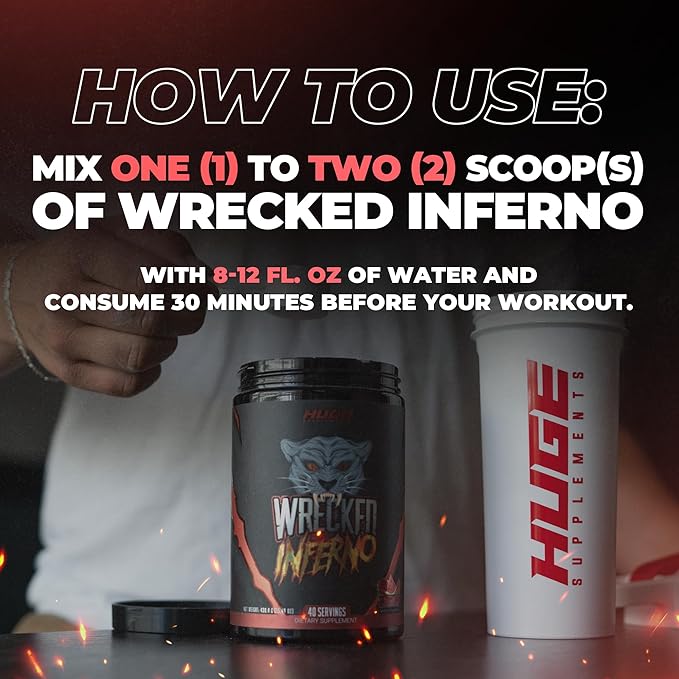 Wrecked Inferno - Thermogenic Pre Workout For Men & Women, Increase Energy, Boost Thermogenesis & Metabolism, Enhance Exercise Performance - Contains L-Citrulline, L-Carnitine, Beta-Alanine & More