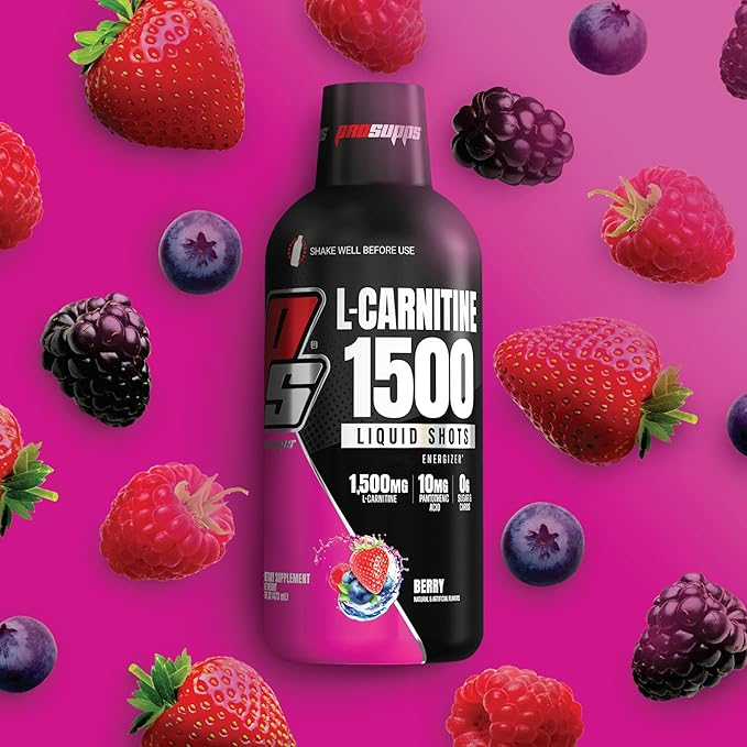 PROSUPPS L-Carnitine Liquid 1500, Stimulant-Free Liquid Shots for Men & Women - Clean Workout Drink for Energy, Performance & Muscle Recovery - No Sugar, No Carbs - 31 Servings, Berry
