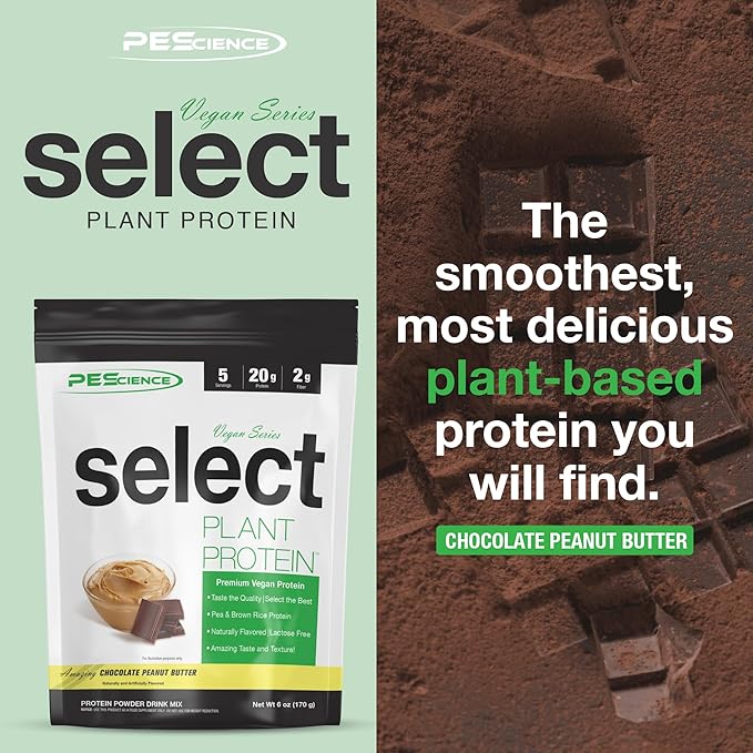 PEScience Select Vegan Plant Based Protein Powder, Chocolate Peanut Butter, 5 Serving, Premium Pea and Brown Rice Blend