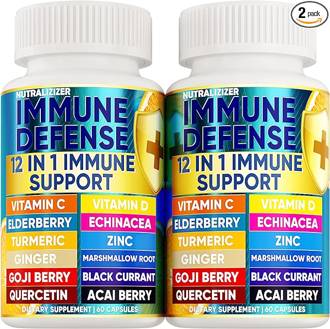 12 in 1 Premium Immune Defense Vitamins - Immune Supplement w/Vitamin D3 5000 IU Vitamin С 1000mg Zinс 50mg - Luxe Choice for Premium Immune Support - with Echinacea Elderberry and Ginger - 120 Caps
