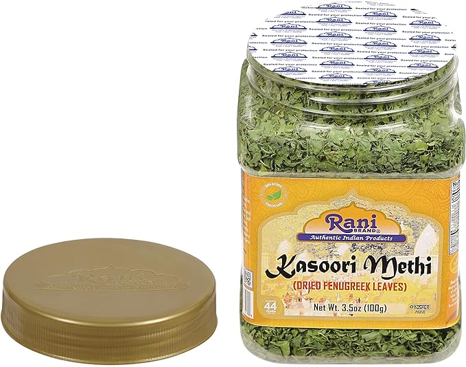 Rani Fenugreek Leaves Dried (Kasoori Methi) 3.5oz (100g) PET Jar ~ All Natural | Vegan | Gluten Friendly | NON-GMO | Kosher | Indian Origin