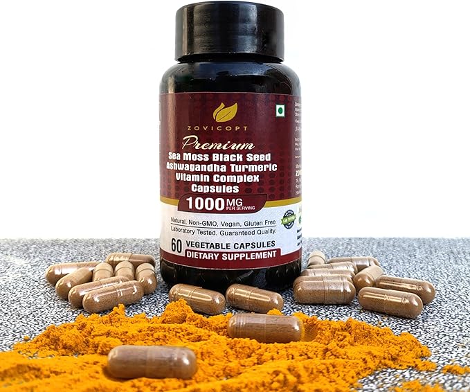 Premium lrish Sea Moss Extract Capsule with Ashwagandha Turmeric Black Seed & Vitamin C 60 - Capsule for 1 Month