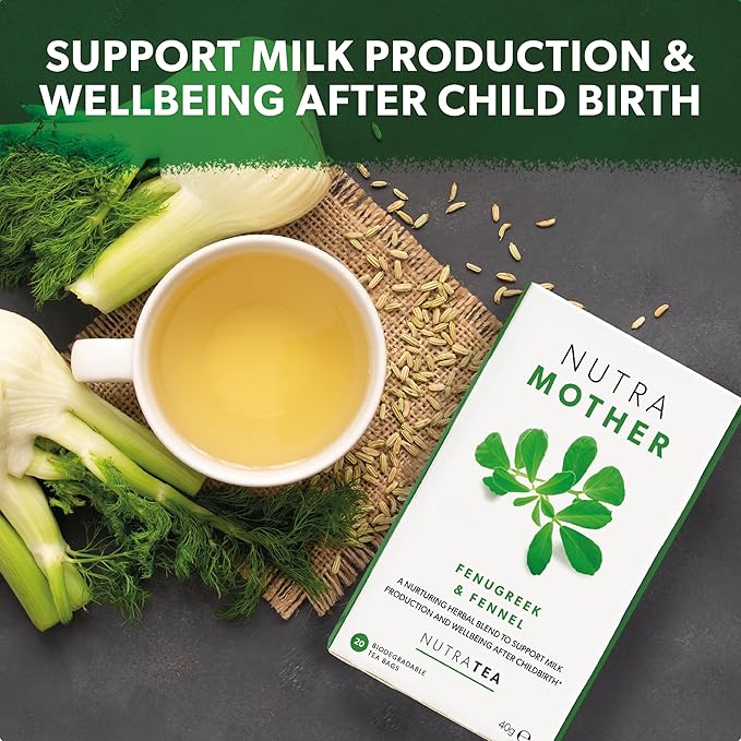 NUTRAMOTHER - Lactation Support Tea | Breastfeeding Tea - Lactation Tea For Increased Breast Milk - Includes Fenugreek and Raspberry Leaf - 40 Enveloped Tea Bags - by Nutra Tea - Herbal Tea - (2 Pack)