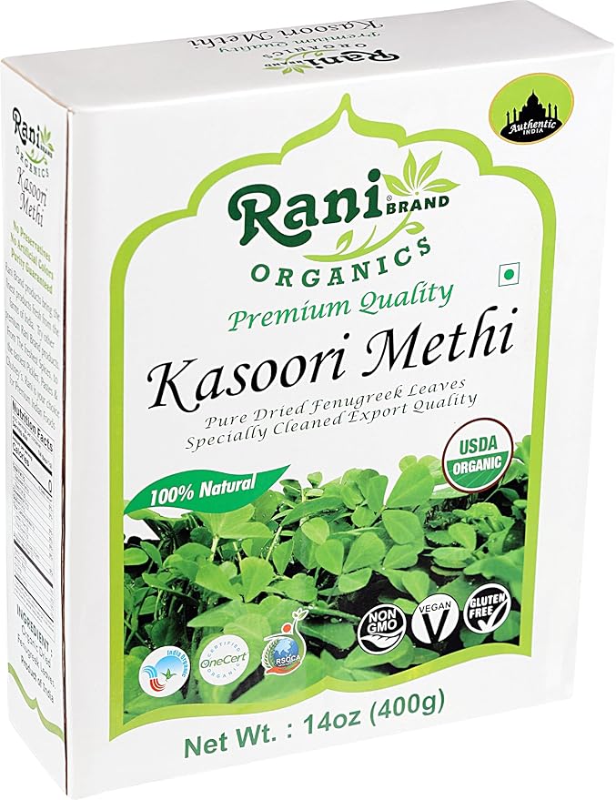 Rani Organic Fenugreek Leaves Dried (Kasoori Methi) 14oz (400g) ~ All Natural | Vegan | Gluten Friendly | NON-GMO | Indian Origin | USDA Certified Organic
