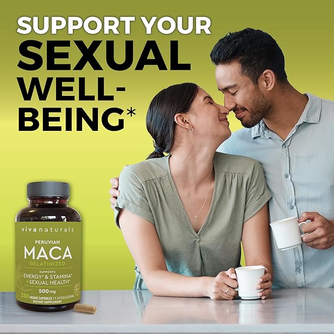 Peruvian Maca Root Supplement for Women & Men, 500mg - Traditionally Used to Support Sexual Well-Being, Stamina & Endurance - 250 Yellow Maca Root Powder Capsules