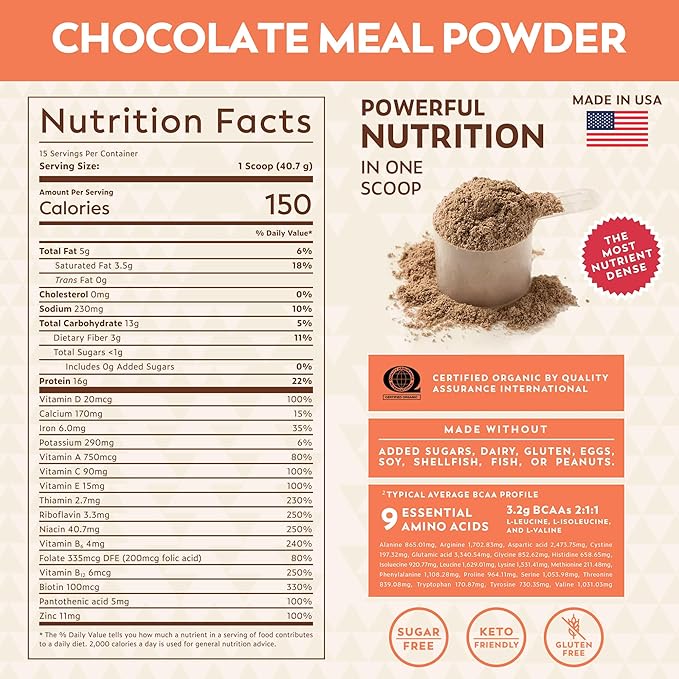 Veeg All in One Protein Smoothie Powder – Chocolate Protein Powder, Vegan Collagen, Greens Superfood Powder, MCT Oil Organic, Multivitamin, Sugar Free, Meal Replacement, Digestive Enzymes,15 Servings