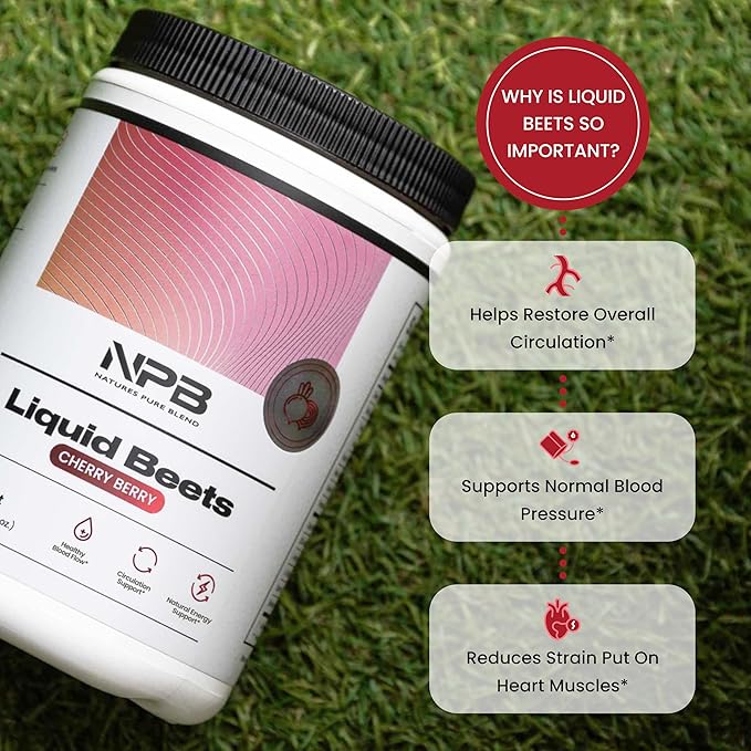 Nature's Pure Blend Organic Beet Root Powder – Nitric Oxide Booster L-Arginine – Liquid Beets for Blood Flow Circulation & Energy – Pre-Workout Endurance Support – 8,000 MG