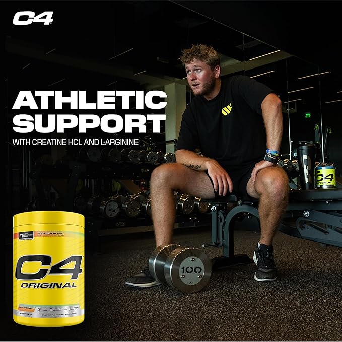 Cellucor C4 Original Pre Workout – Pre-Workout for Endurance, Focus & Performance with 200mg Caffeine, Beta-Alanine, Creatine Nitrate, L-Arginine & PeptiPump – Sugar Free, 50 Servings, Rainbow Blast