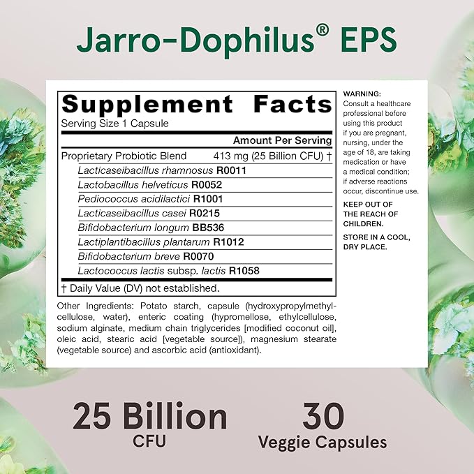 Jarrow Formulas Probiotics for Women and Men Digestive Health - Probiotic Nutritional Supplements, Gut Health, 25 Billion CFU, 30 Capsules, 30 Day Supply