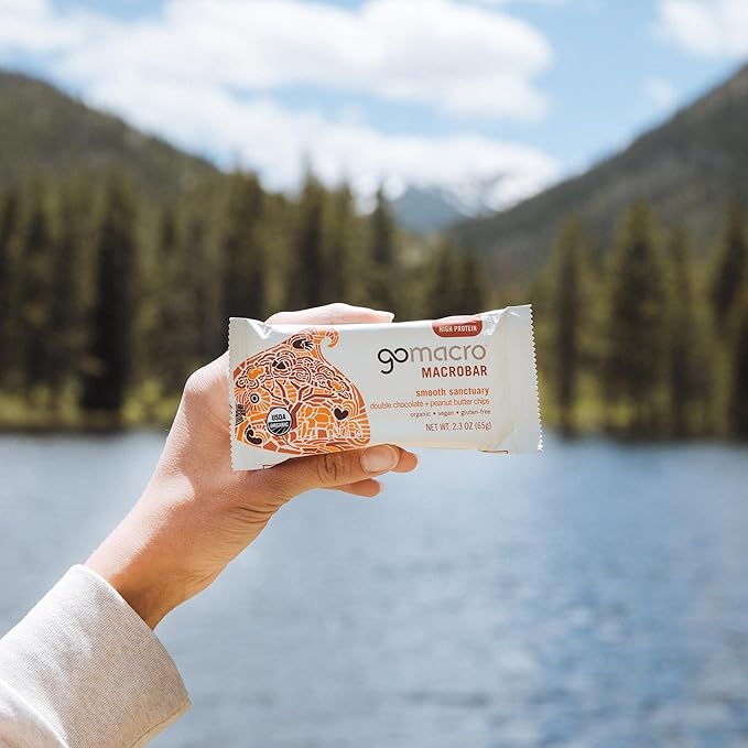 GoMacro MacroBar Organic Vegan Protein Bars - Double Chocolate + Peanut Butter Chips (2.3 Ounce Bars, 12 Count)