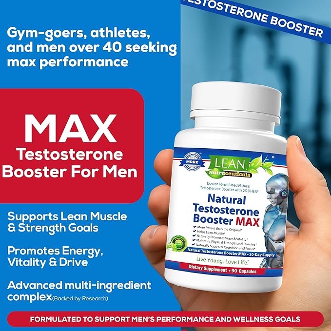 Testosterone Booster for Men over 50, Max Male Test Enhancing Pill, Libido Muscle Growth Super Workout Energy Supplement, Tongkat Ali, Tribulus, Maca Root, Horny Goat Weed, DHEA, Boron 90 Capsules