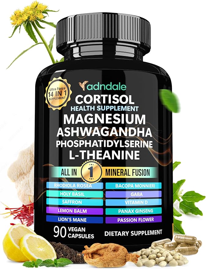 Cortisol Supplements for Women. Cortisol Manager 14-in-1 Ashwagandha Supplement with Magnesium Glycinate, L-Theanine & More. Support Stress Management & Stamina. 90 Capsules.