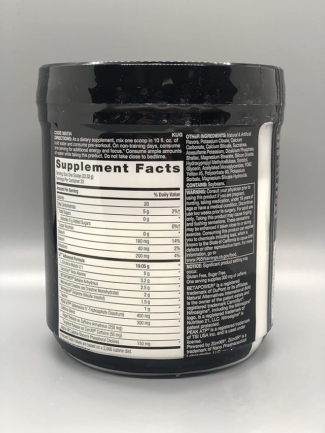BEYOND RAW LIT Advanced Pre-Workout Formula, Lemon Ice, for Energy, Focus, Endurance, Pumps, with 300mg Rapid and Targeted Release Caffeine, Creatine, Betaine, Beta Alanine, Taurine, 20 Servings