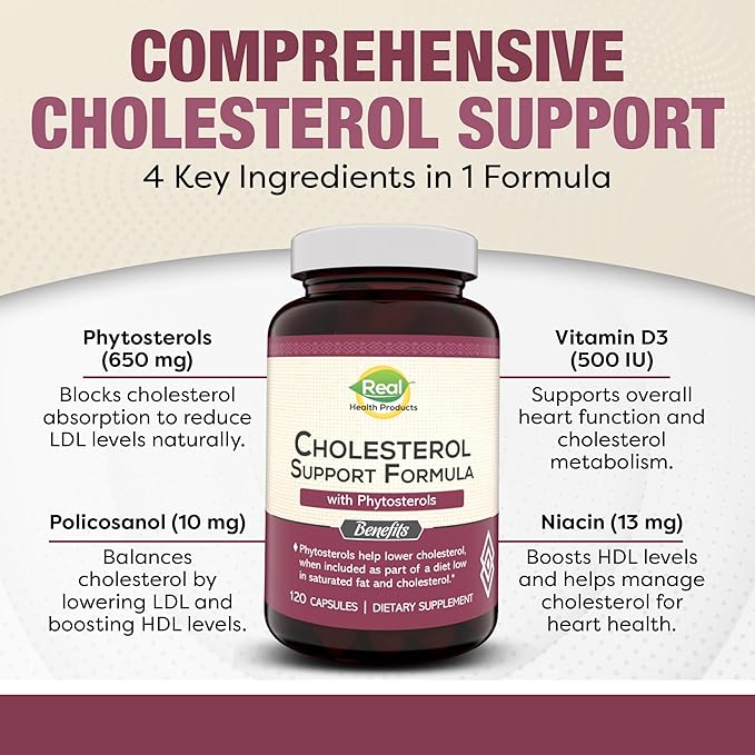 Cholesterol Supplement - Natural Cholesterol Complex & Heart Health Formula with Policosanol & Antioxidants - Improve Circulation & Energy - Quality, Natural Ingredients - 120 Capsules