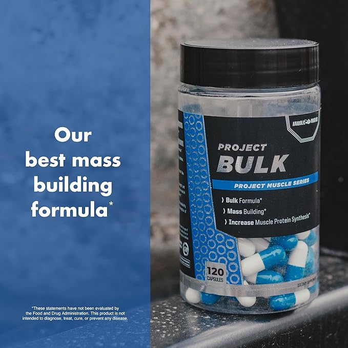 Anabolic Warfare Project Bulk, Mass Building Formula, Protein Synthesis, Strength, Muscle Definition, Made with Botanicals*