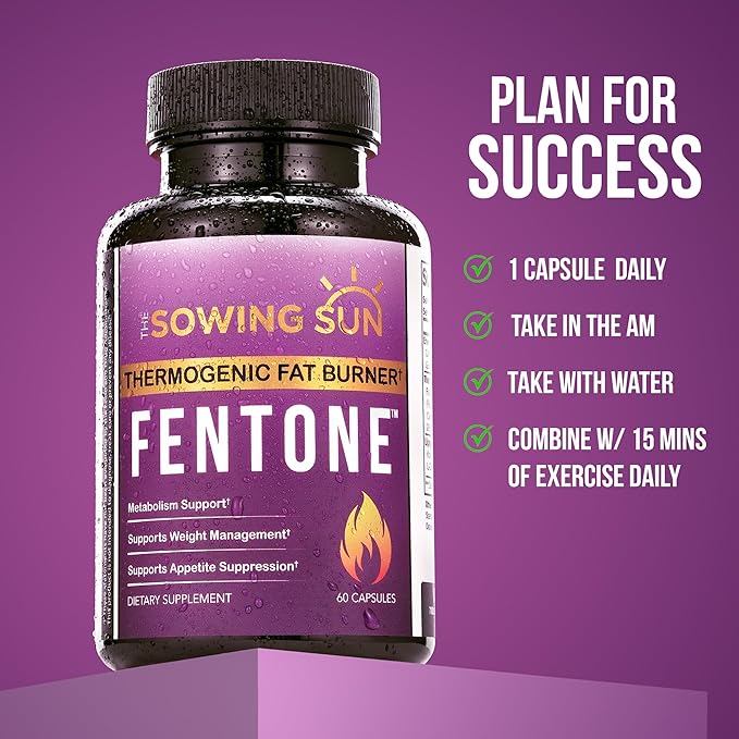Fentone Thermogenic Fat Burner Energy Booster, Appetite Suppressant, Clinically Studied Weight Loss, Fat Burning, Phenylethylamine HCl, L- Carnitine, Ketones - 60 Diet Pills (1)