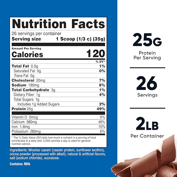 Nutricost Casein Protein Powder 2lb Chocolate - Micellar Casein, Gluten Free, Non-GMO