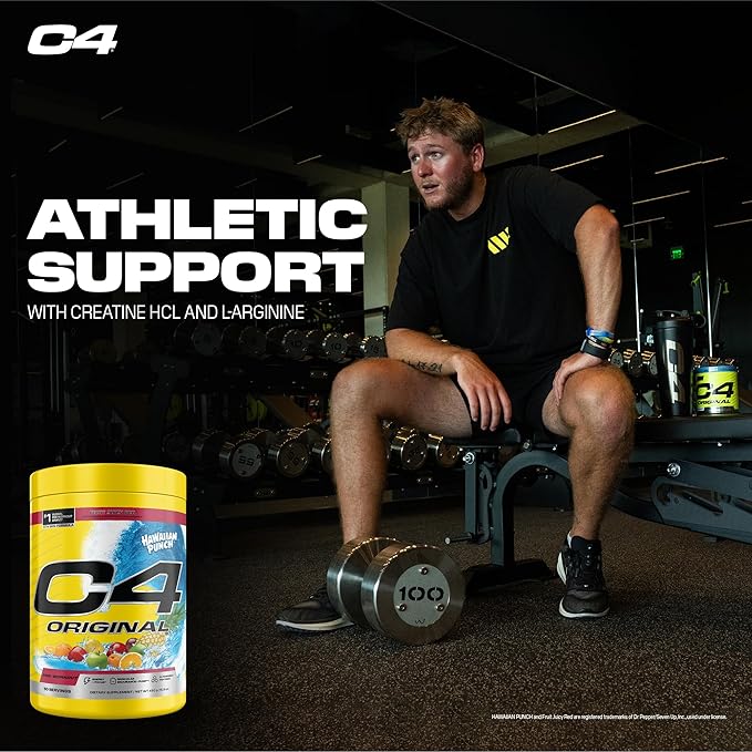C4 Original Pre Workout – Hawaiian Punch - Pre-Workout for Endurance, Focus & Performance with 200mg Caffeine, Beta-Alanine, Creatine Nitrate, L-Arginine & PeptiPump – Sugar Free, 50 Servings