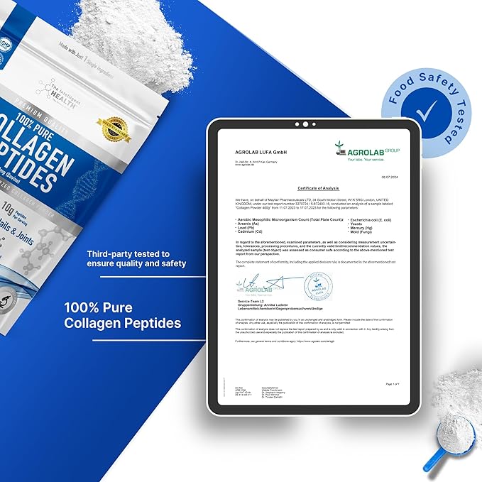 Hydrolyzed Collagen Peptides Powder, Grass Fed, High Protein, Unflavored, Gluten-Free, Paleo & Keto Friendly, 10g per Serving (450g) Supports Skin, Hair, Nails, Joints, & Bones