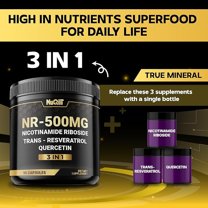 NAD+ Supplement with Nicotinamide Riboside, Resveratrol, Quercetin - 90 Count - 90 Days Supply