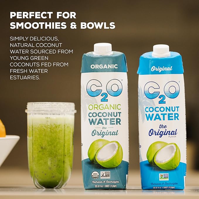 C2O - Coconut Water with Pineapple (6 Pack) - Made with Fresh Coconut Water - Plant Based, Non GMO Water - Natural Hydration, Essential Electrolytes, & Potassium - 6 Tetra Packs, 33.8 FL OZ
