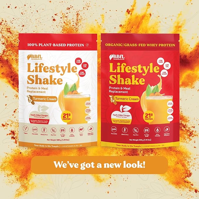 Meal Replacement Shakes, 21g Protein, Vegan Plant Based Protein Powder, Digestive Enzymes, All in One Shake (15 Servings, Turmeric Curcumin Cream)