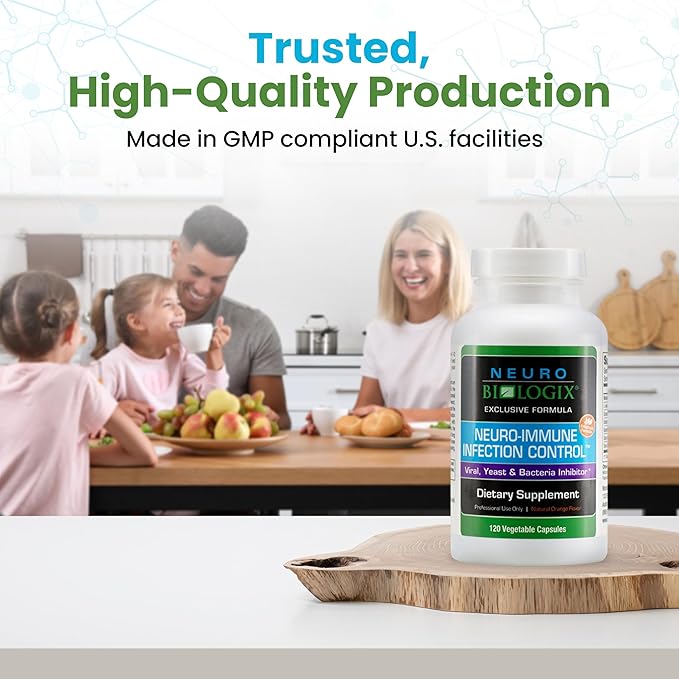 Neuro Immune Infection Control – Advanced Gut & Immune Support Supplement – Helps Maintain Yeast Balance & Digestive Function - Contains Monolaurin, L lysine, Elderberry, Cinnamon & Olive Leaf