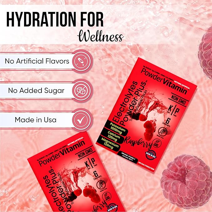 Electrolytes Powder Plus, Keto, Raspberry, Sugar Free, 1000mg Potassium, 120mg Calcium, 120mg Magnesium, Non-GMO, Zero Calories, 30 Hydration Packets