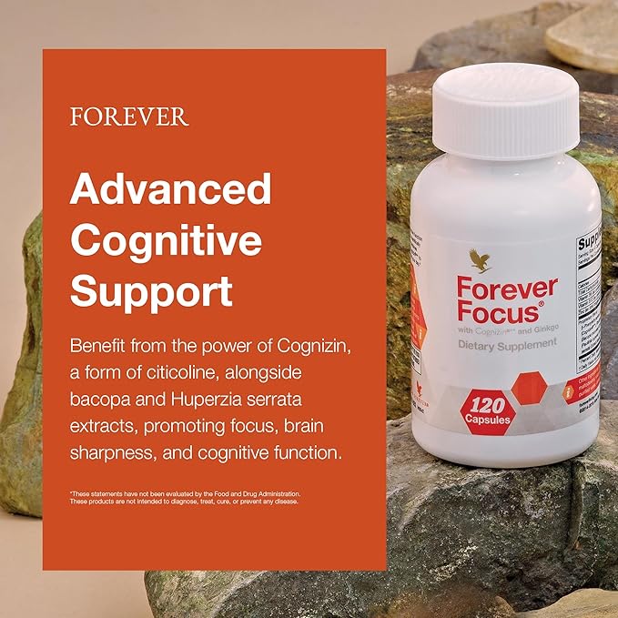 Forever Living - Forever Focus - Brain Clarity and Focus with Cognizin, Bacopa and Vitamins - for Students, Professionals and Seniors - 120 Capsule