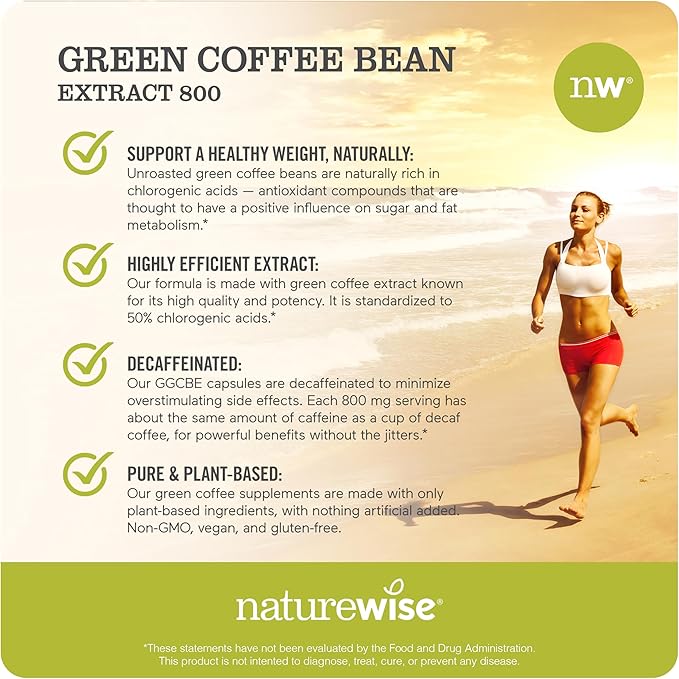 NatureWise Green Coffee Bean 800mg and Garcinia Cambogia 180 Capsules Weight Goals Support
