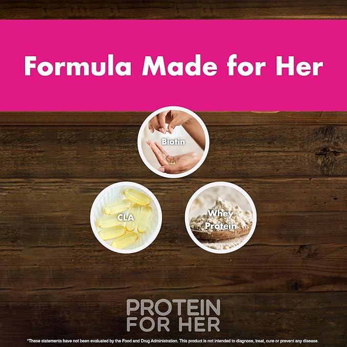 Protein for Her, Vanilla Cupcake Whey Protein Powder with CLA and Biotin for a Healthy Glow (1.85 lbs)