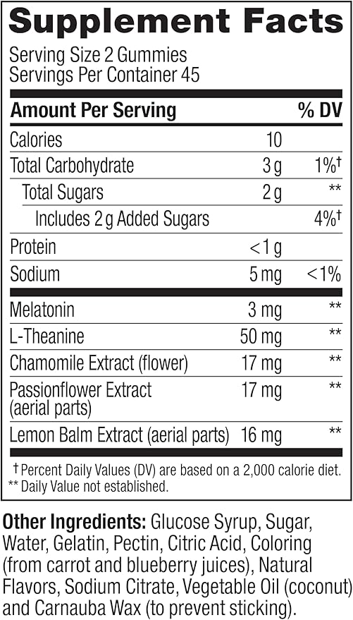 Olly Sleep Gummy, 3mg Melatonin, L-Theanine, Chamomile, Lemon Balm, Sleep Aid, BlackBerry, 90 Count
