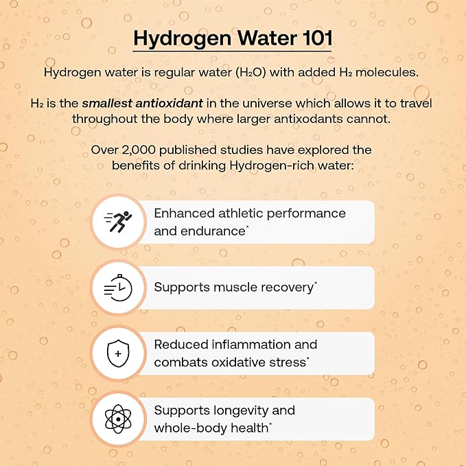 Hydrofy Hydrogen Water + Electrolytes Drink Mix | Superior Hydration Packets with Molecular Hydrogen (H2), Sodium, Potassium, Magnesium, Calcium, and Minerals | No Sugar | Orange + Caffeine 25 ct