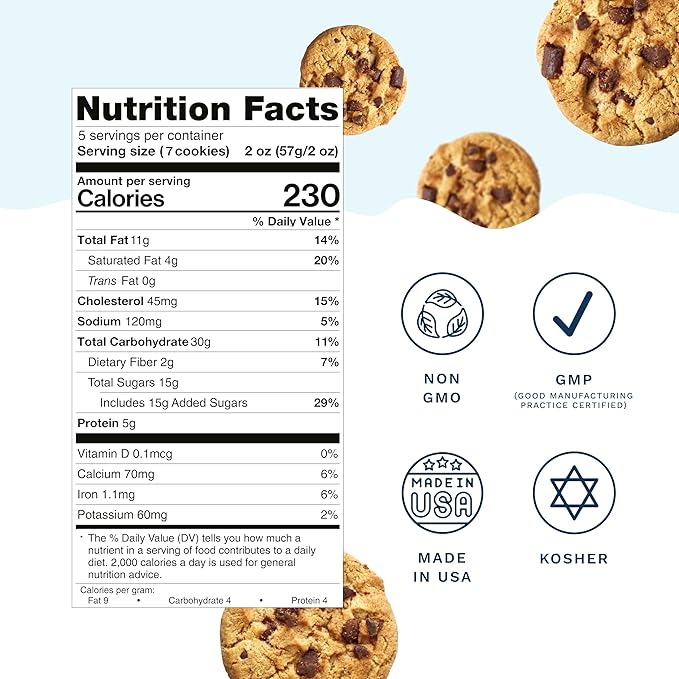 Lactation Cookies Breastfeeding Supplement - Chocolate Chip - Support Mothers Breast Milk Supply Increase - with Brewers Yeast Powder, Oat Flour, and Flax for Lactation - Fenugreek Free - 10oz