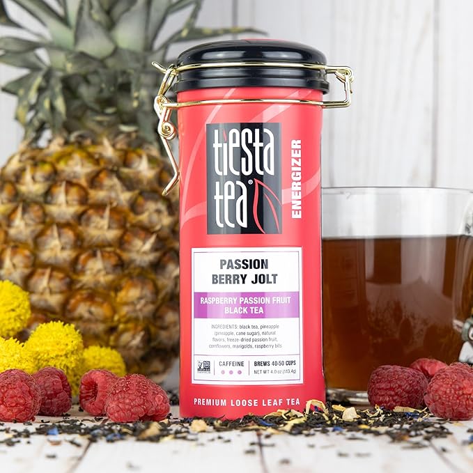 Tiesta Tea - Tea Tin Assorted Blends Loose Leaf Father’s Day Tea Gift Set Sampler | High to No Caffeine | Hot & Iced Ready | Passion Berry Jolt, Fruity Paradise, Lavender Chamomile Blends | 3 Tins