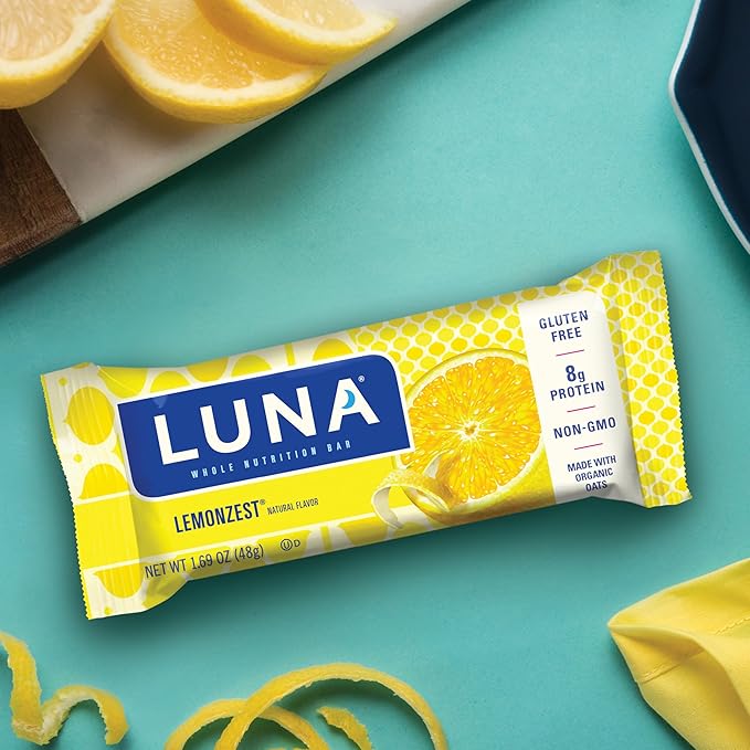 Clif Bar Luna Minis Energy Bar - Box of 12 1.69oz (48g) Bars (Lemon Zest)