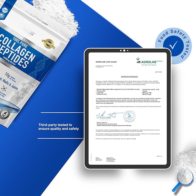 Hydrolyzed Collagen Peptides Powder, Grass Fed, High Protein, Unflavored, Gluten-Free, Paleo & Keto Friendly, 10g per Serving (200g) Supports Skin, Hair, Nails, Joints, & Bones