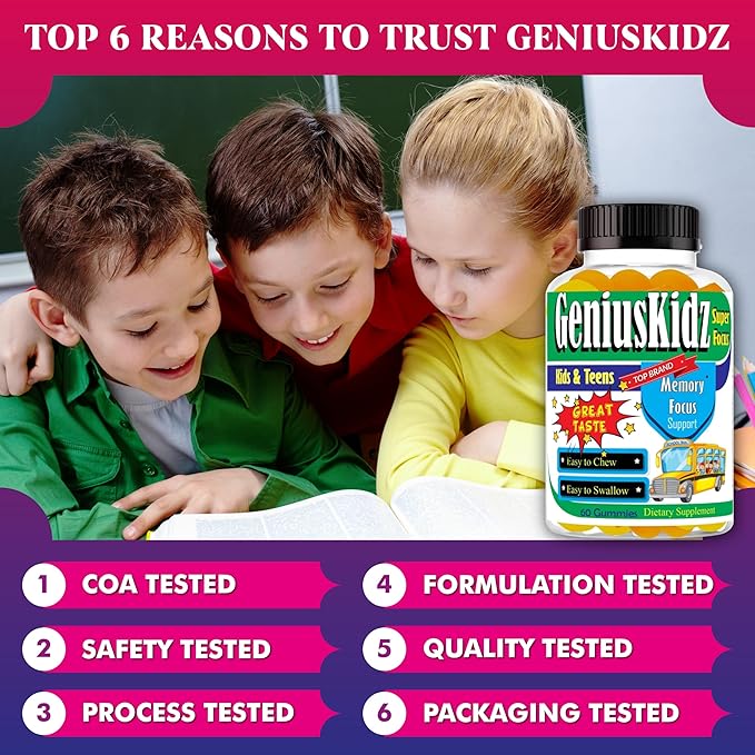 Celebrity Lifestyle Product Brain Support Focus Supplement for Kid and Teens Omega 3 Gummy Vitamin Memory and Attention, Brain Booster, Kid Focus Attention Supplement(1 Bottle) DHA 60ct
