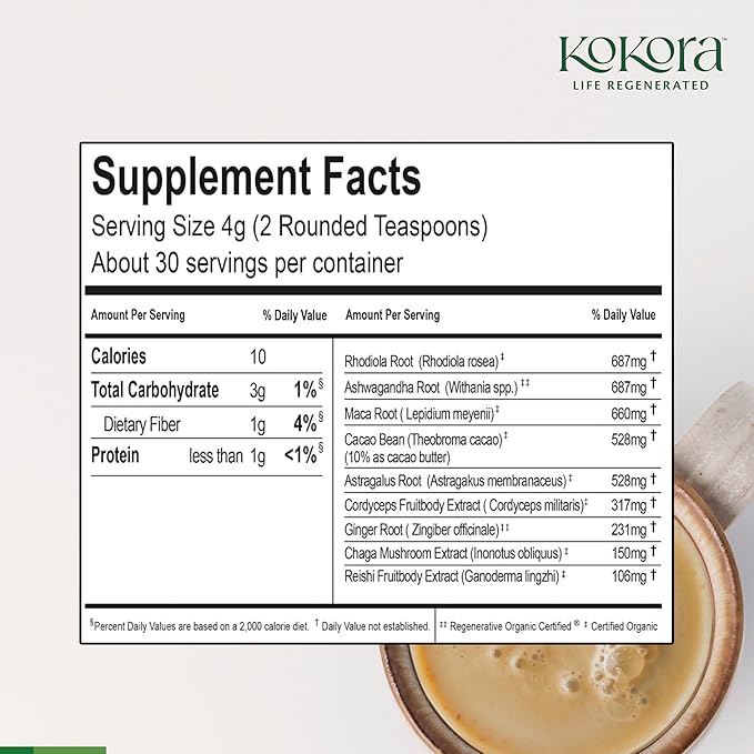 Immune Power - Organic Ashwagandha Root Powder Blend - Including Cordyceps & Reishi Mushrooms - Supports a Healthy Immune Response* - Vegan, Gluten Free, No Added Sugar - 30 Servings - 120g