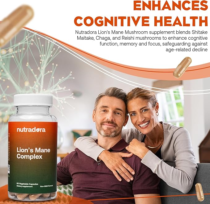 Lions Mane Supplement Capsules with Reishi Extract – 2000mg Lions Mane Mushroom Strength with Chaga, Shiitake, & Maitake for Mental Clarity, Memory, & Immune Support, Grown in USA